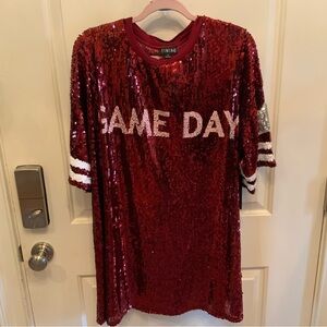 Timing Red Sequin Game Day Shirt Sequined Dress. New With Tags.